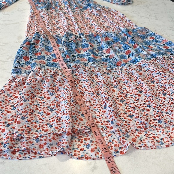 Anthro Fig & Flower Long Sleeve Floral Smocked Tiered Boho Peasant Maxi Dress L - Picture 13 of 17